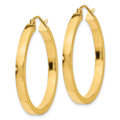 10K Yellow Gold 2X3mm Square Tube Hoops