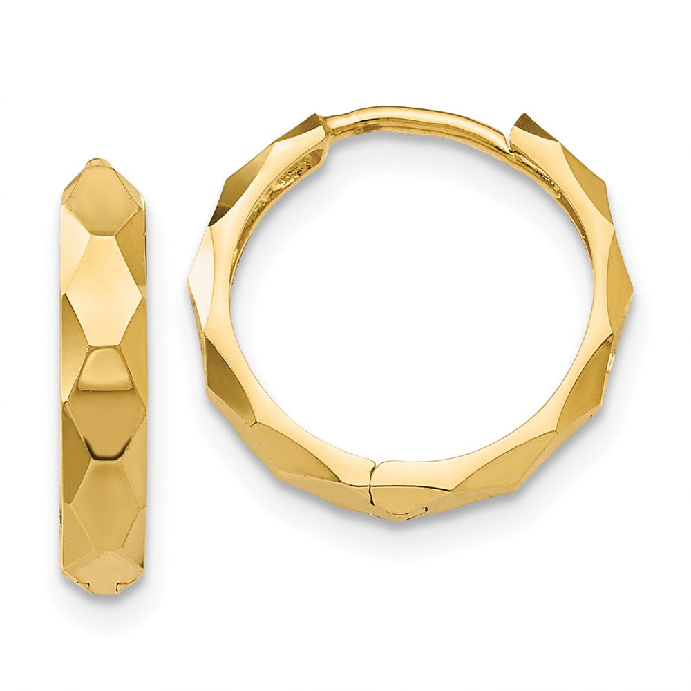 10K Yellow Gold Diamond-Cut Hoop Earrings