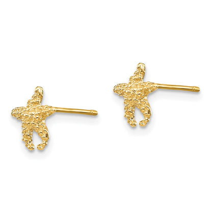 10K Yellow Gold 10K Polished Textured Starfish Post Earrings