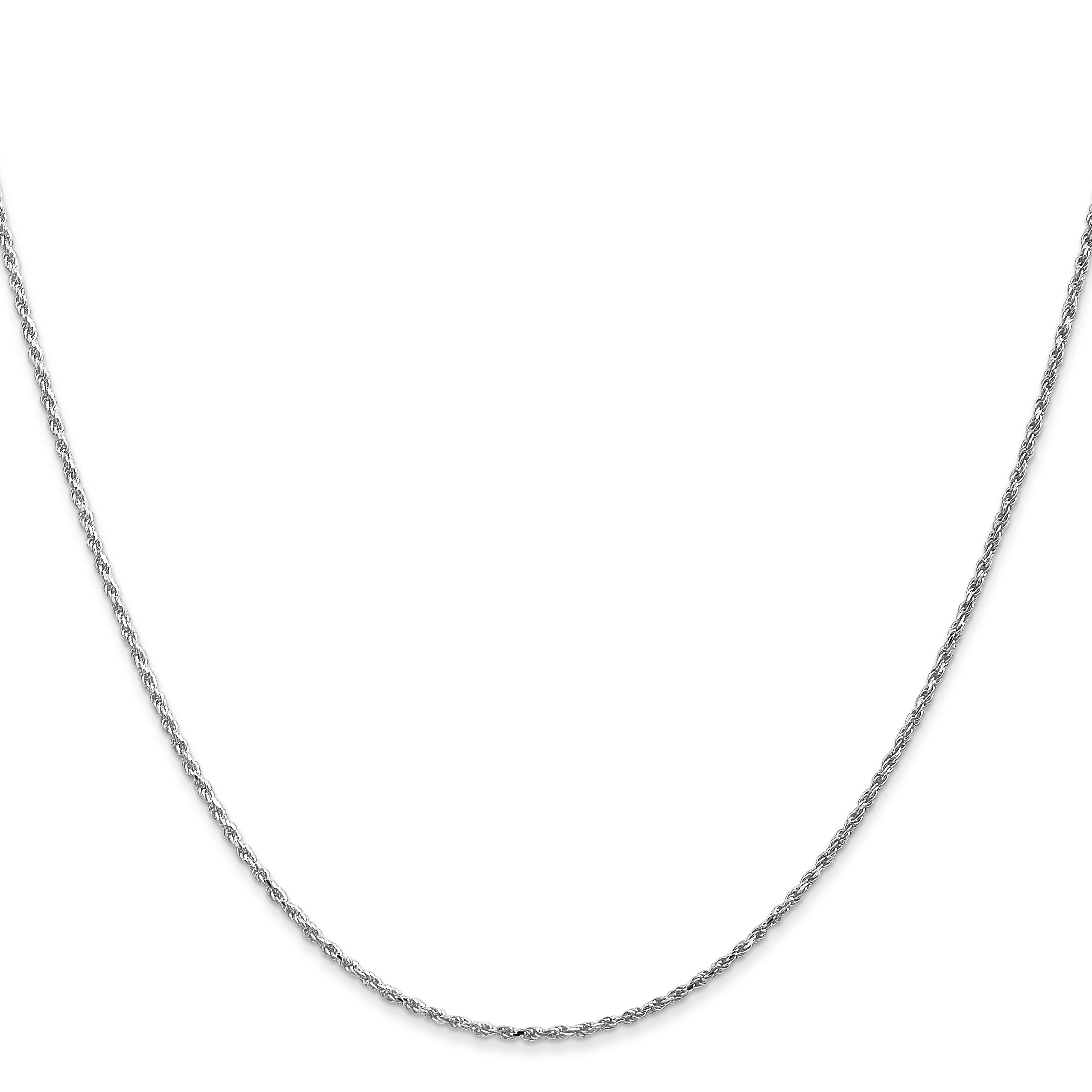 24 Inch 10K White Gold 1.15mm Diamond Cut Machine Made Rope Chain Necklace