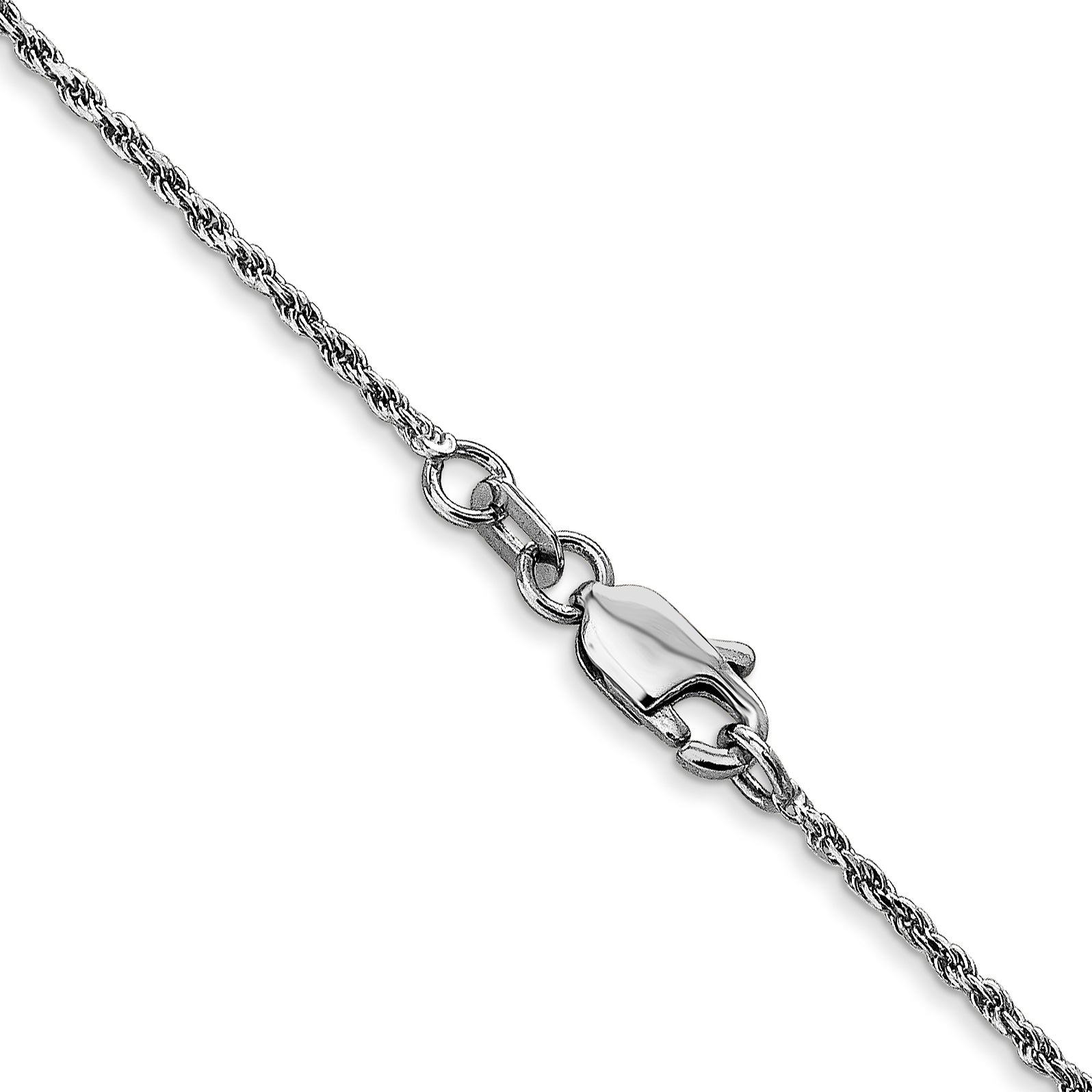 24 Inch 10K White Gold 1.15mm Diamond Cut Machine Made Rope Chain Necklace