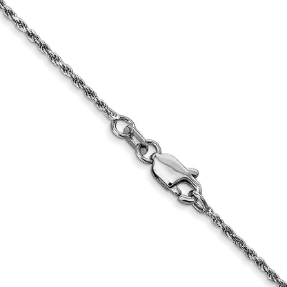 24 Inch 10K White Gold 1.15mm Diamond Cut Machine Made Rope Chain Necklace