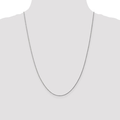 24 Inch 10K White Gold 1.15mm Diamond Cut Machine Made Rope Chain Necklace