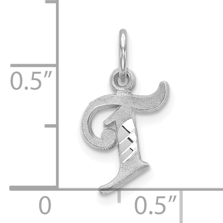 10K White Gold 10Kw Diamond-Cut Initial T Charm