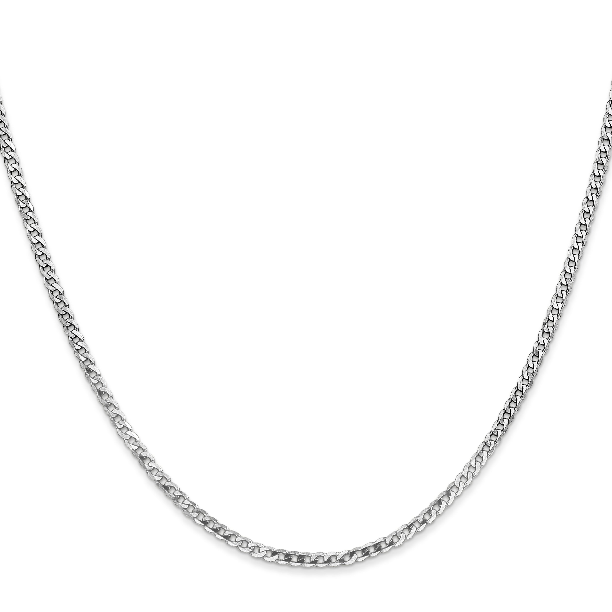 10K White Gold Wg 2.2mm Flat Beveled Curb Chain Necklace