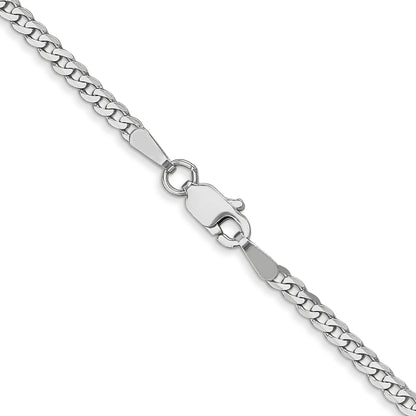 10K White Gold Wg 2.2mm Flat Beveled Curb Chain Necklace