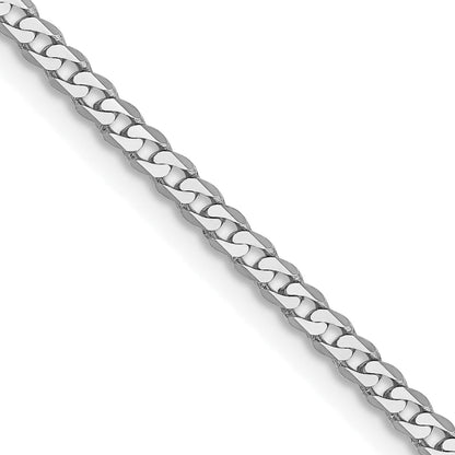 10K White Gold Wg 2.2mm Flat Beveled Curb Chain Necklace