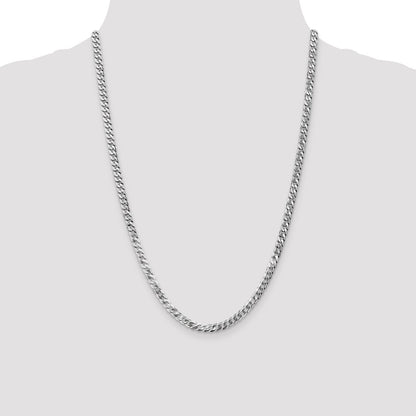 24 Inch 10K White Gold Wg 4.75mm Flat Beveled Curb Chain Necklace