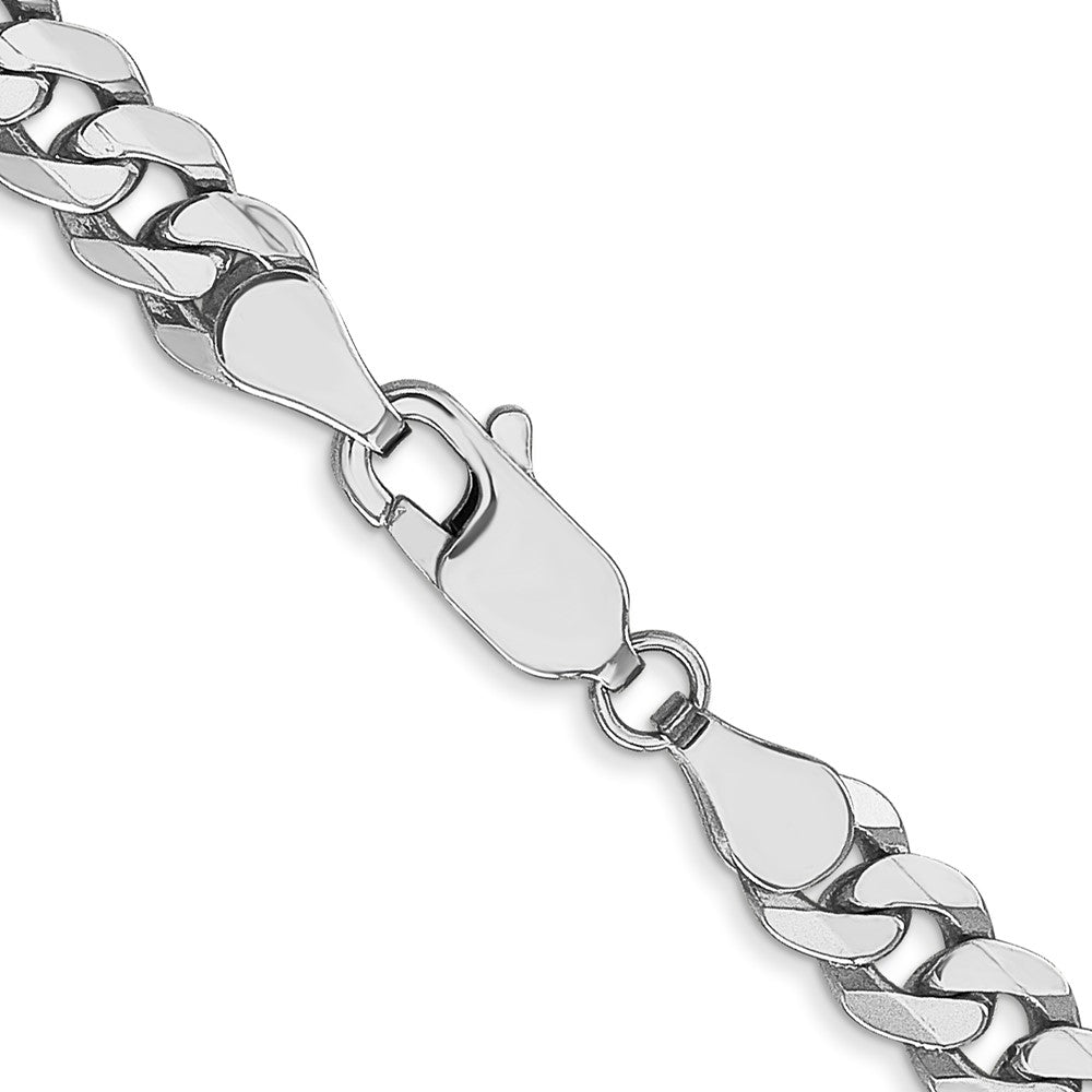 10K White Gold Wg 5.75mm Flat Beveled Curb Chain Necklace