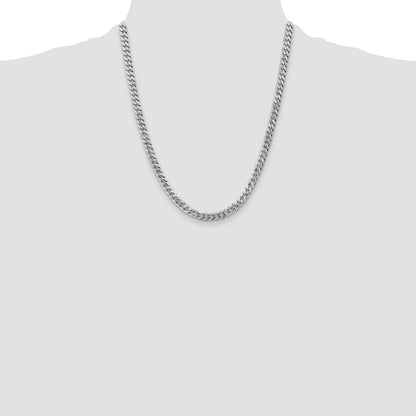 10K White Gold Wg 5.75mm Flat Beveled Curb Chain Necklace