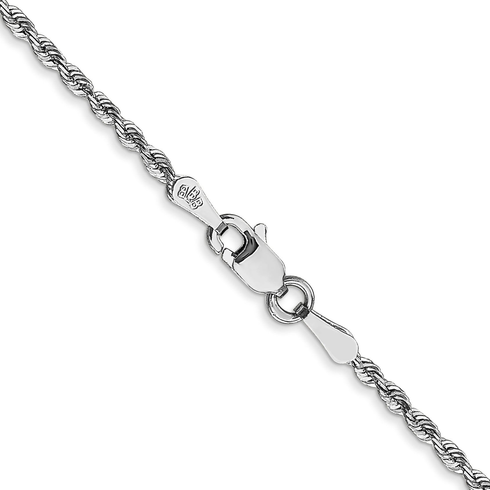 16 Inch 10K White Gold 1.85mm D/C Quadruple Rope Chain Necklace