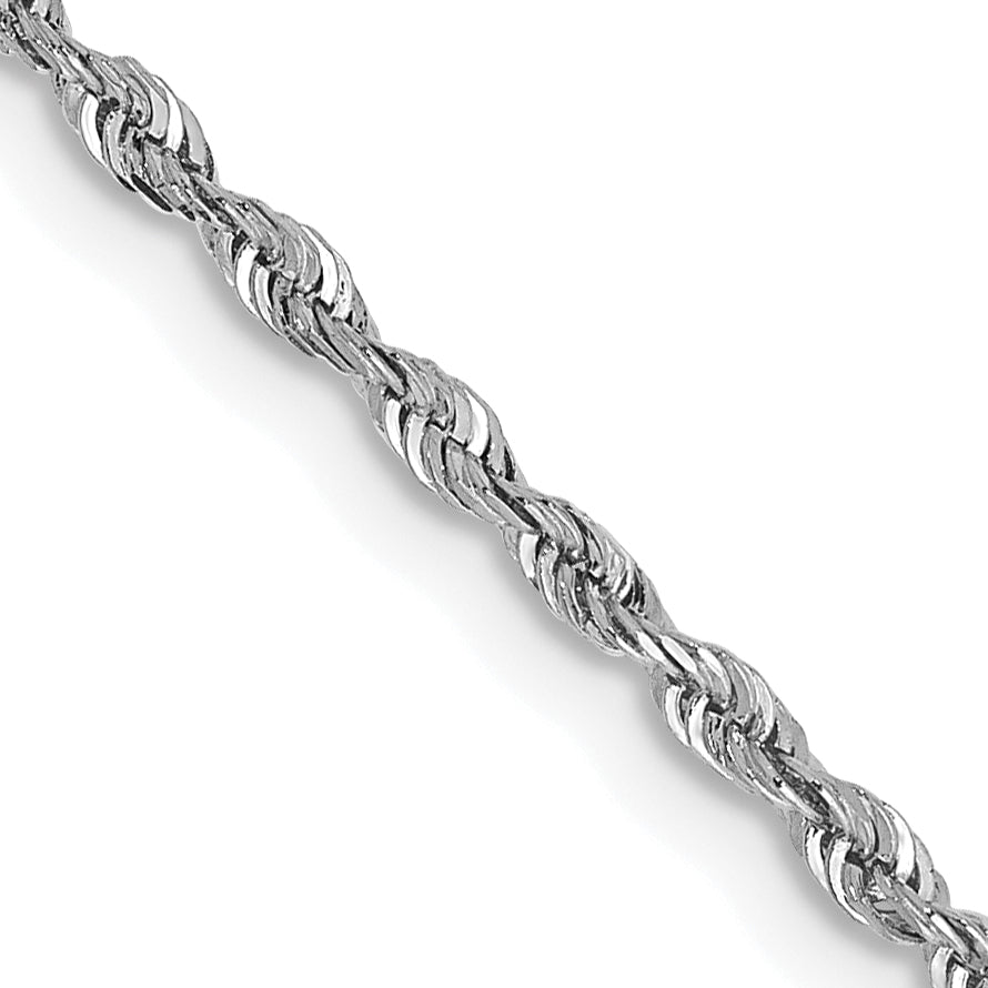 16 Inch 10K White Gold 1.85mm D/C Quadruple Rope Chain Necklace
