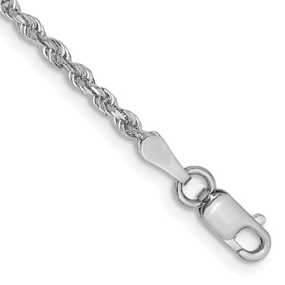 8 Inch 10K White Gold 2mm D/C Quadruple Rope Chain Bracelet