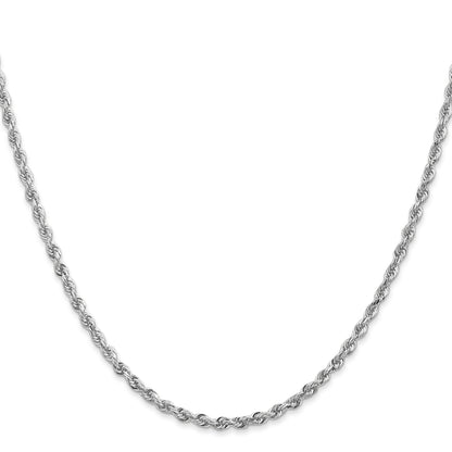 10K White Gold 2.75mm D/C Quadruple Rope Chain Necklace