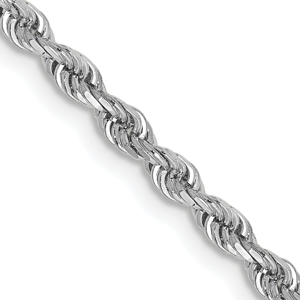 10K White Gold 2.75mm D/C Quadruple Rope Chain Necklace