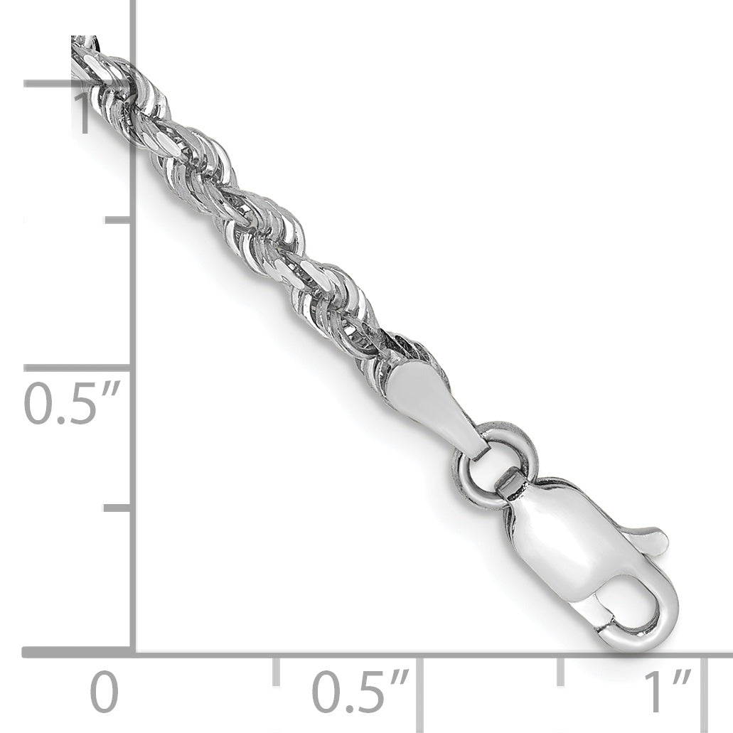 10K White Gold 3mm D/C Quadruple Rope Chain Bracelet