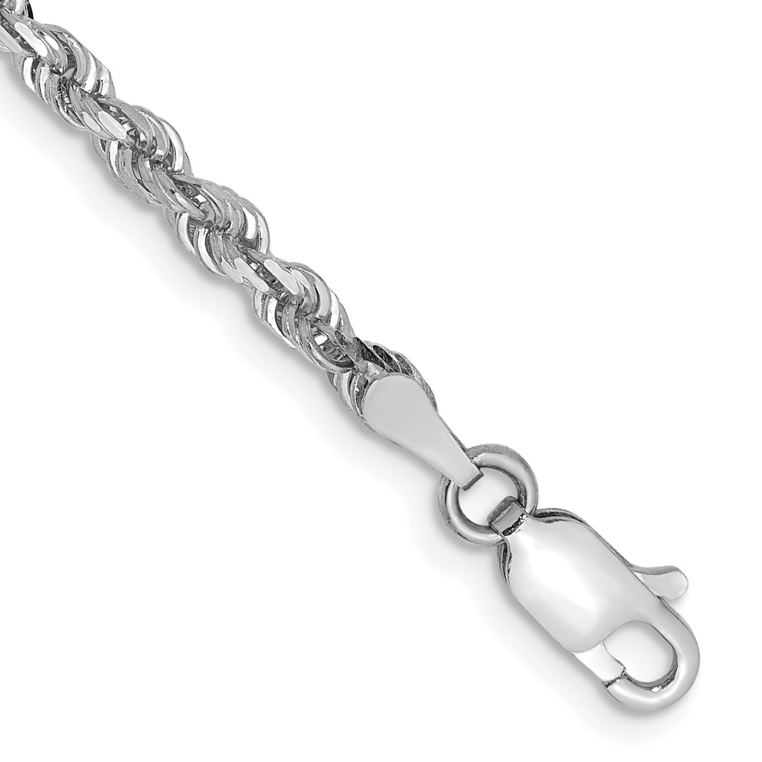 10K White Gold 3mm D/C Quadruple Rope Chain Bracelet