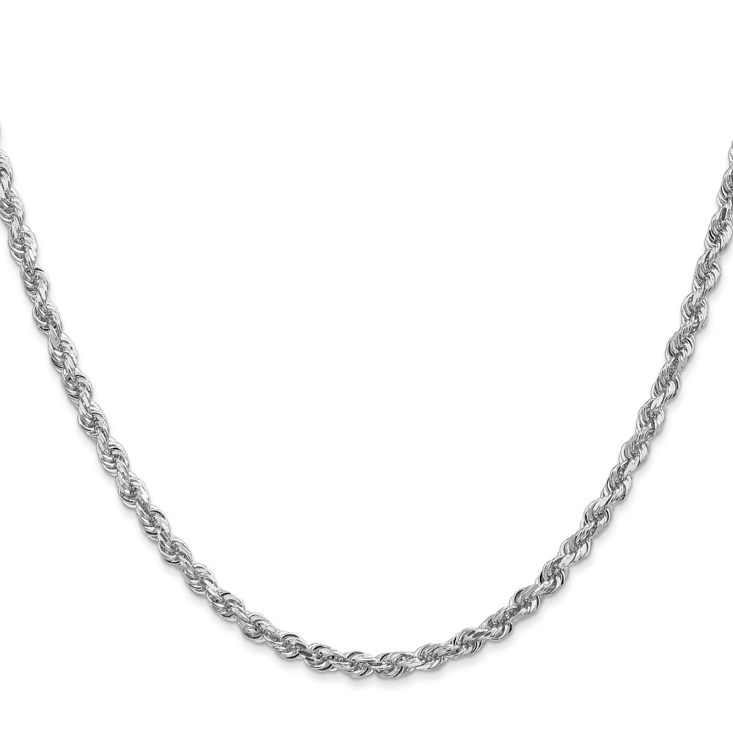 30 Inch 10K White Gold 3.35mm D/C Quadruple Rope Chain Necklace