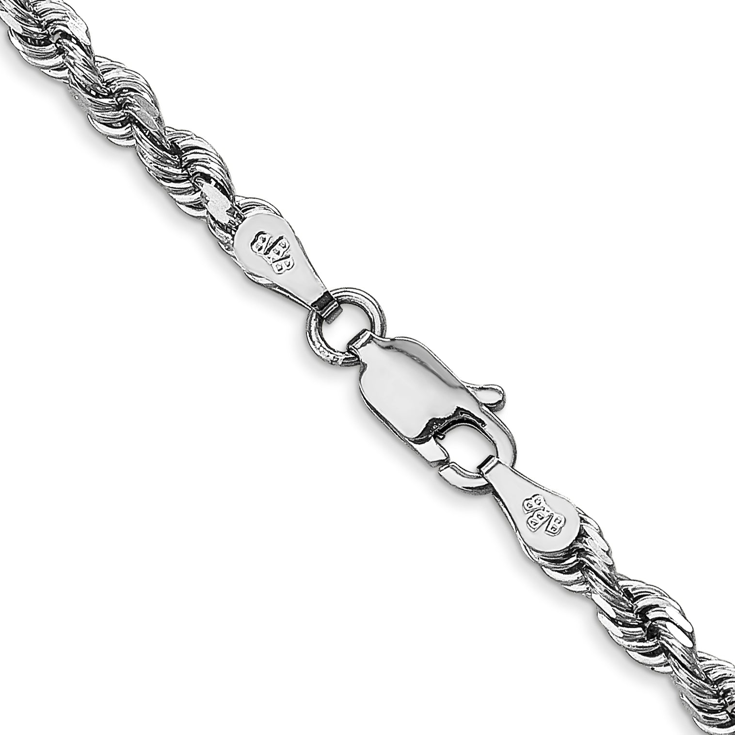 30 Inch 10K White Gold 3.35mm D/C Quadruple Rope Chain Necklace