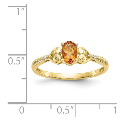 10K Yellow Gold Citrine and Real Diamond Ring