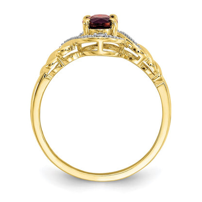 10K Yellow Gold Garnet and Real Diamond Ring