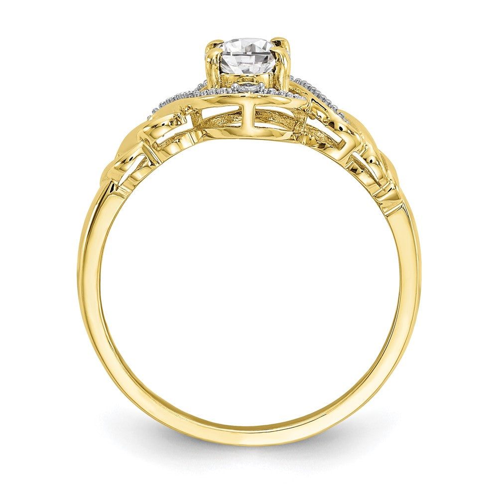 10K Yellow Gold 10K White Topaz And Diamond Ring