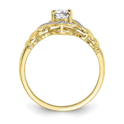10K Yellow Gold 10K White Topaz And Diamond Ring