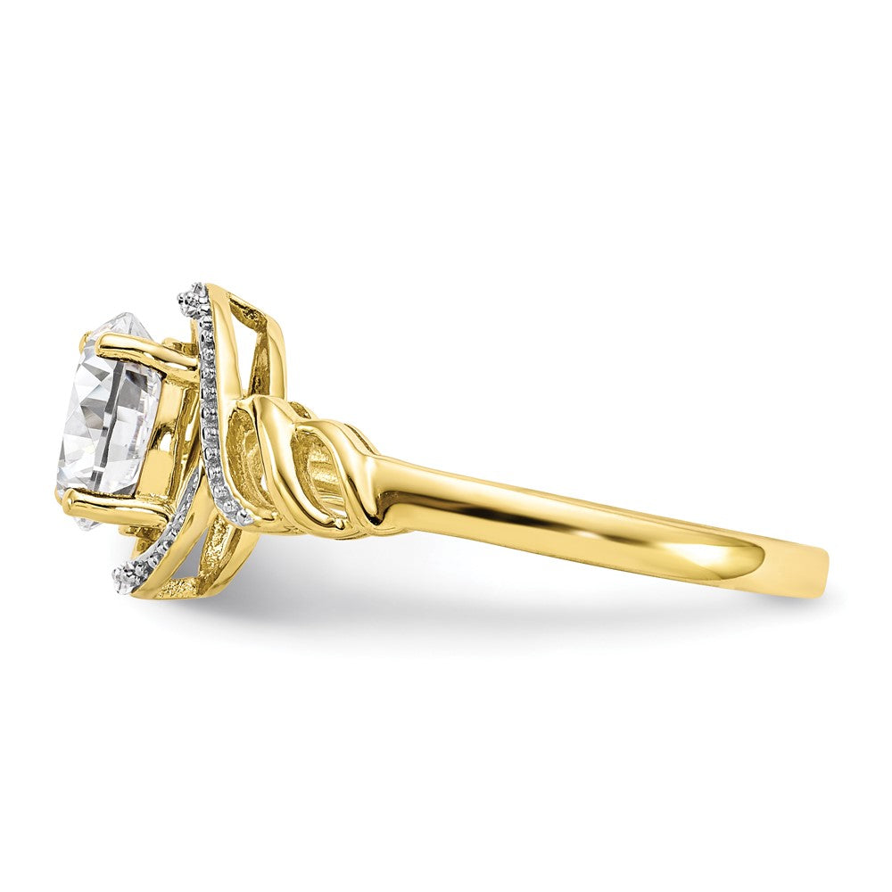 10K Yellow Gold 10K White Topaz And Diamond Ring