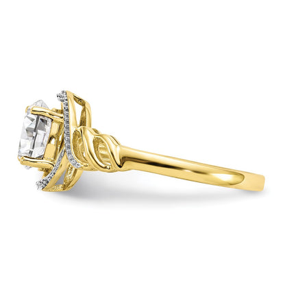 10K Yellow Gold 10K White Topaz And Diamond Ring