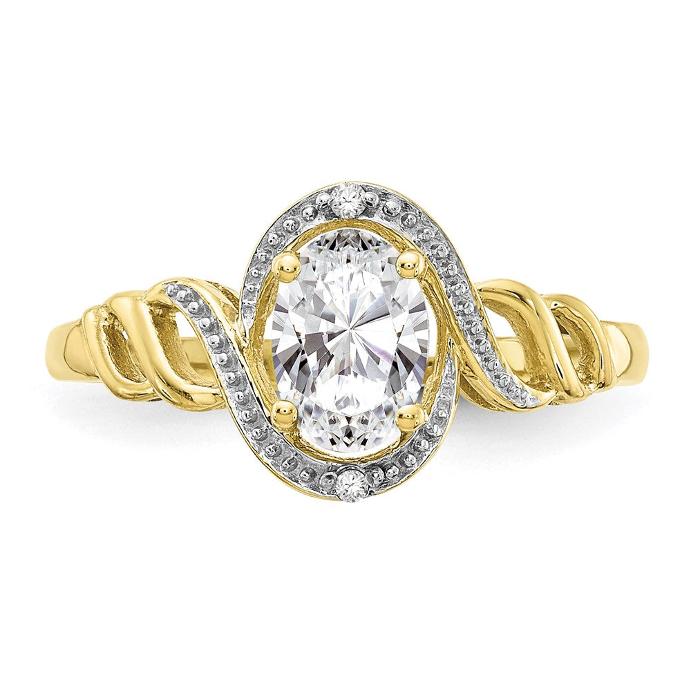 10K Yellow Gold 10K White Topaz And Diamond Ring