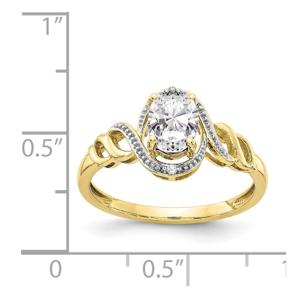 10K Yellow Gold 10K White Topaz And Diamond Ring