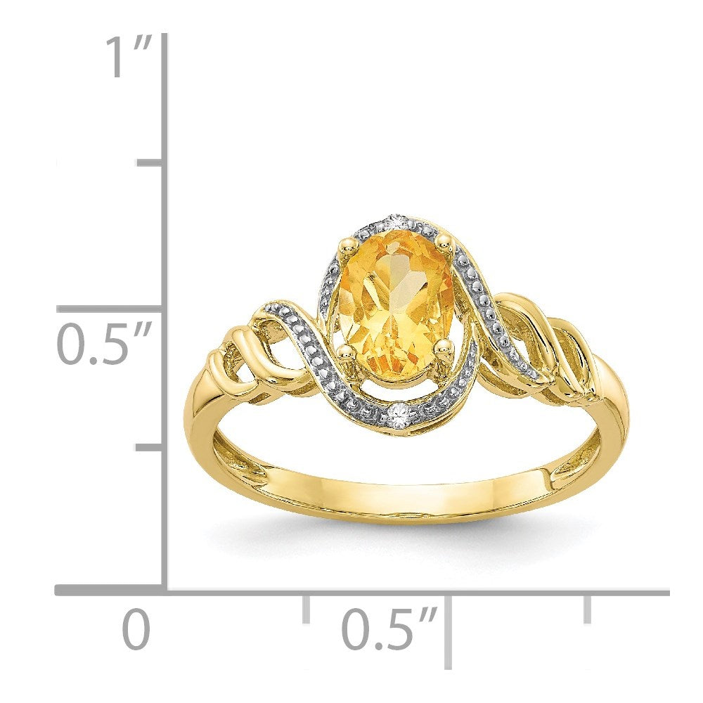 10K Yellow Gold Citrine and Real Diamond Ring