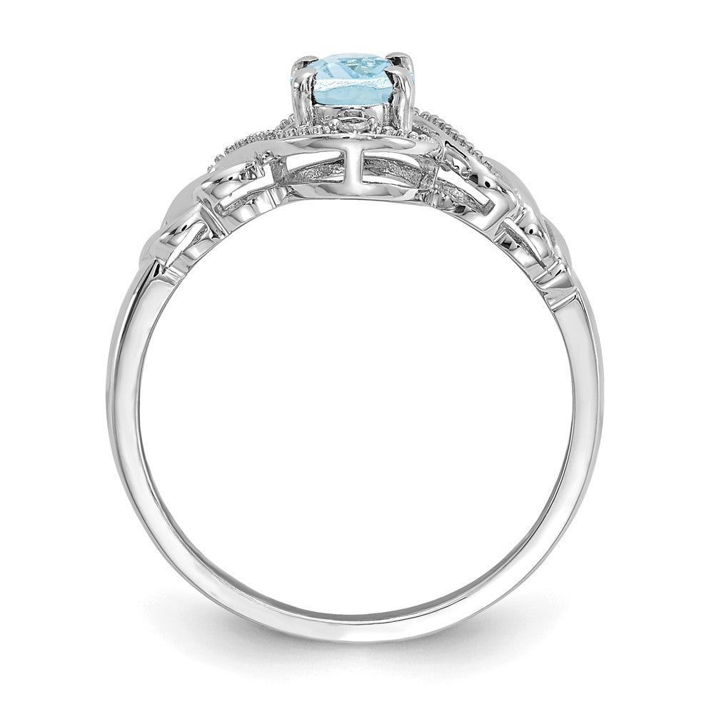 10K White Gold Aquamarine And Diamond Ring