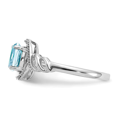 10K White Gold Aquamarine And Diamond Ring