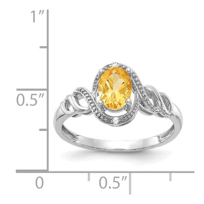 14K White Gold Citrine and Real Diamond Ring