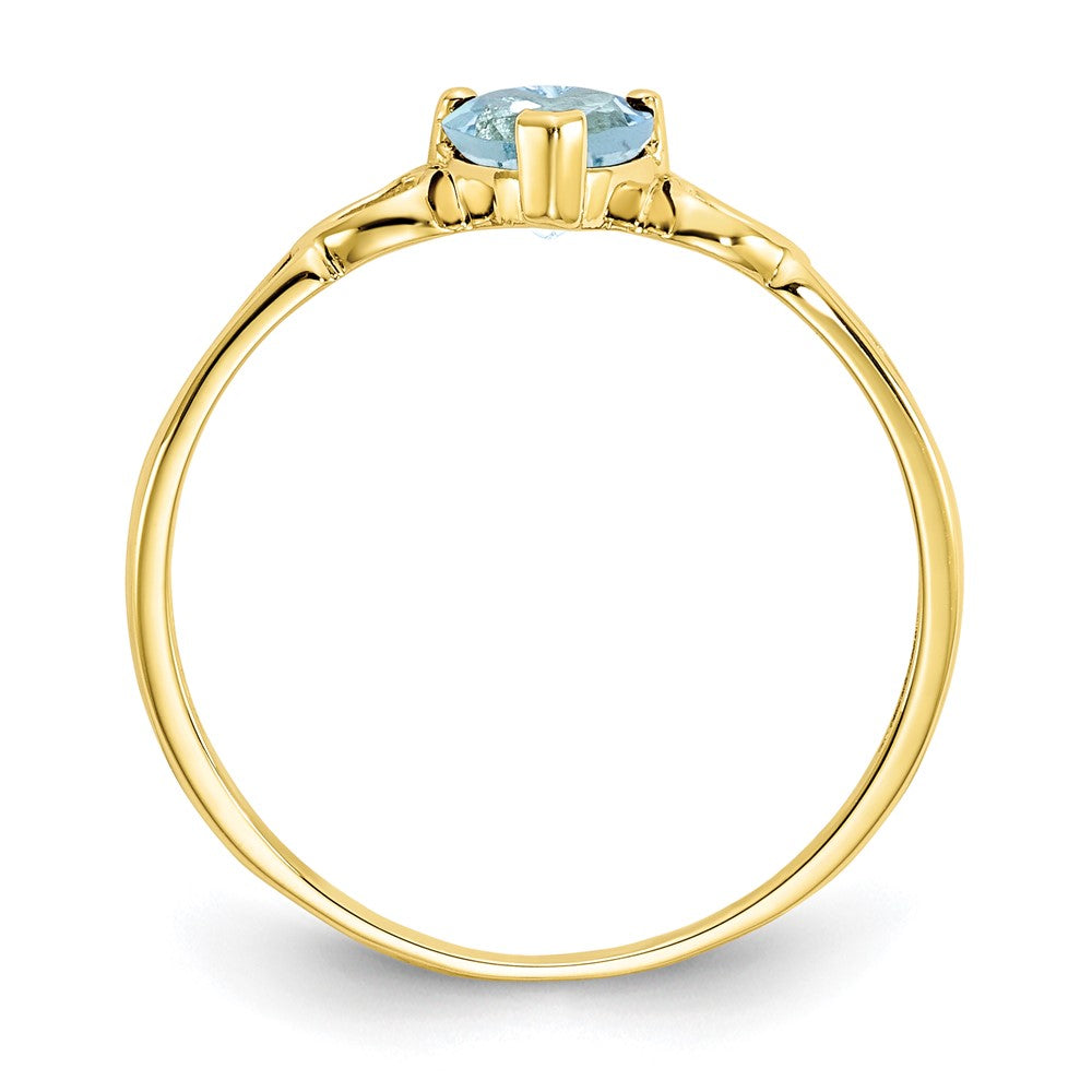 10K Yellow Gold Polished Genuine Aquamarine Birthstone Ring