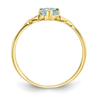 10K Yellow Gold Polished Genuine Aquamarine Birthstone Ring