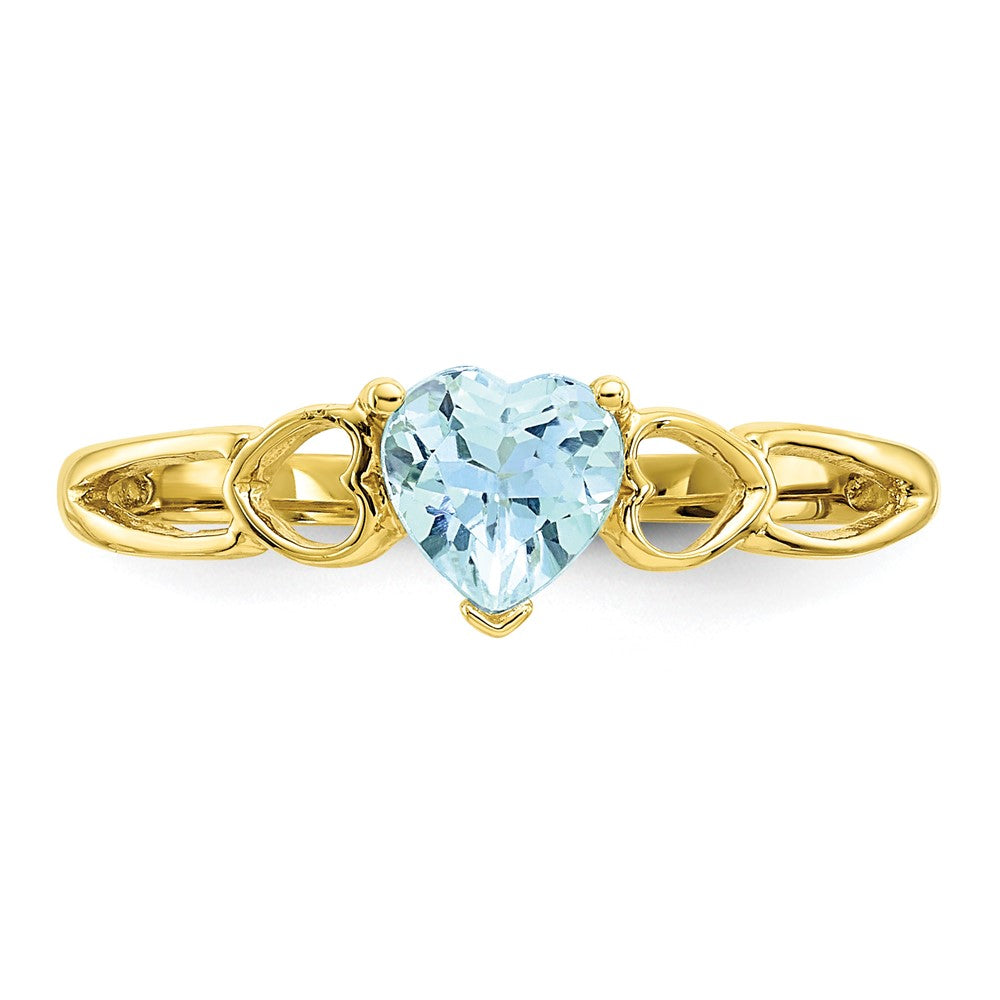 10K Yellow Gold Polished Genuine Aquamarine Birthstone Ring