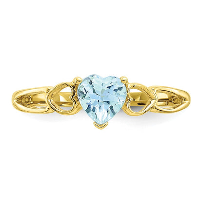 10K Yellow Gold Polished Genuine Aquamarine Birthstone Ring