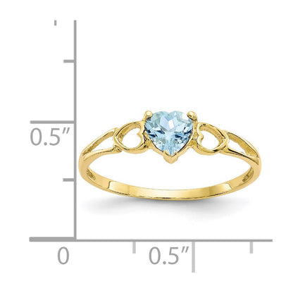 10K Yellow Gold Polished Genuine Aquamarine Birthstone Ring