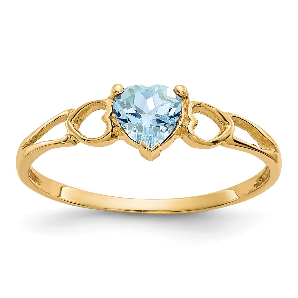 10K Yellow Gold Polished Genuine Aquamarine Birthstone Ring