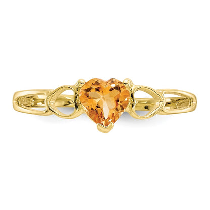 10K Yellow Gold Polished Genuine Citrine Birthstone Ring