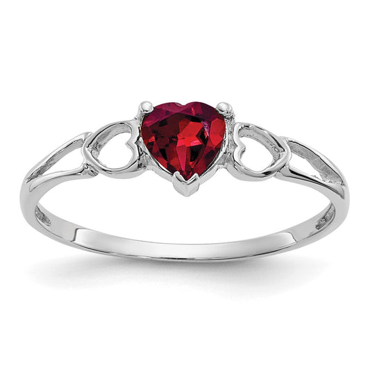 10K White Gold Polished Genuine Rhodolite Garnet Birthstone Ring