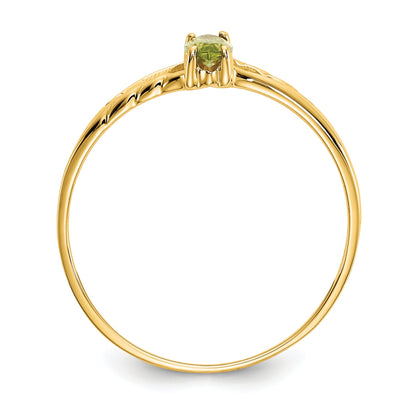 10K Yellow Gold Polished Genuine Peridot Birthstone Ring