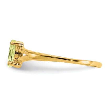 10K Yellow Gold Polished Genuine Peridot Birthstone Ring