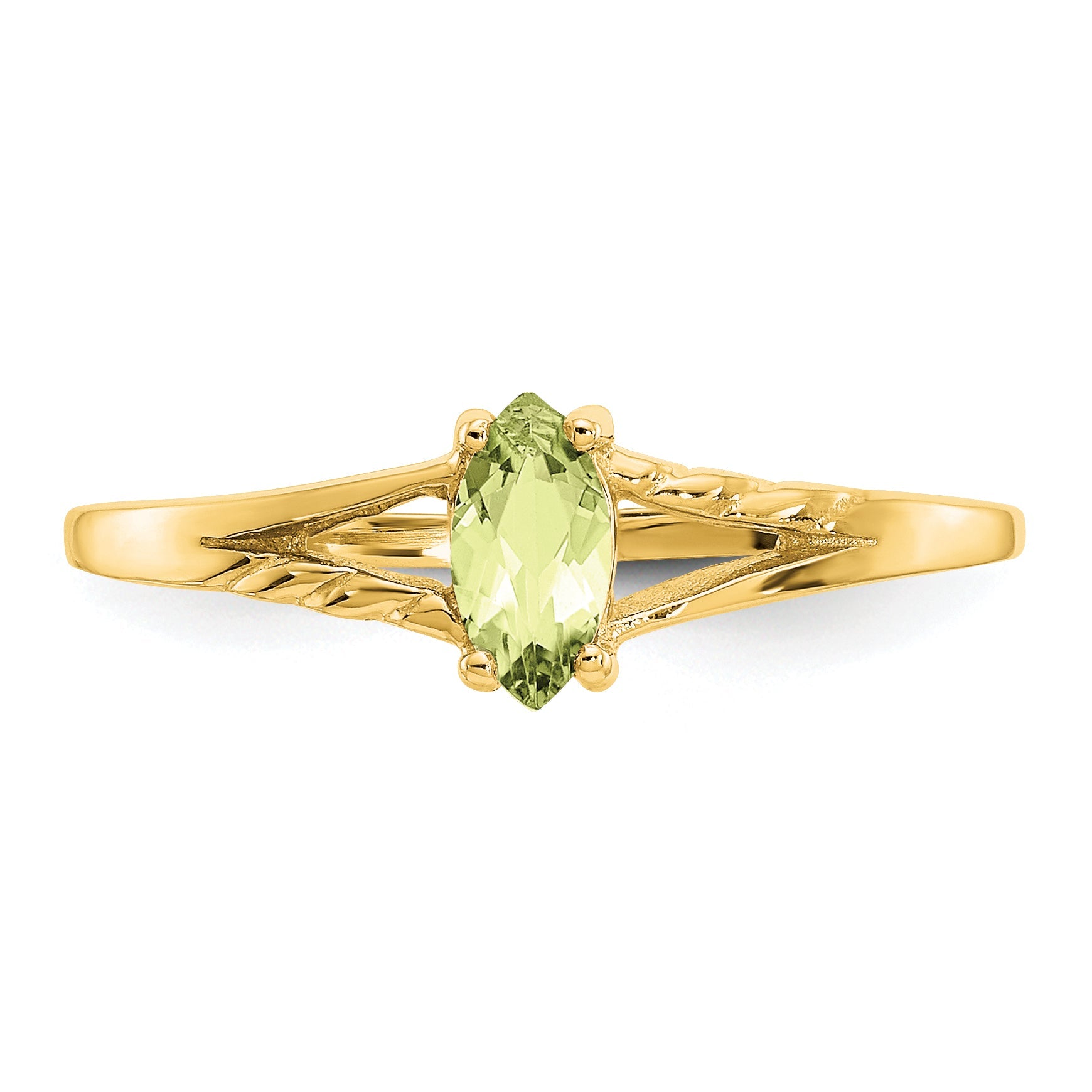 10K Yellow Gold Polished Genuine Peridot Birthstone Ring