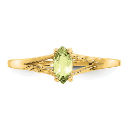 10K Yellow Gold Polished Genuine Peridot Birthstone Ring
