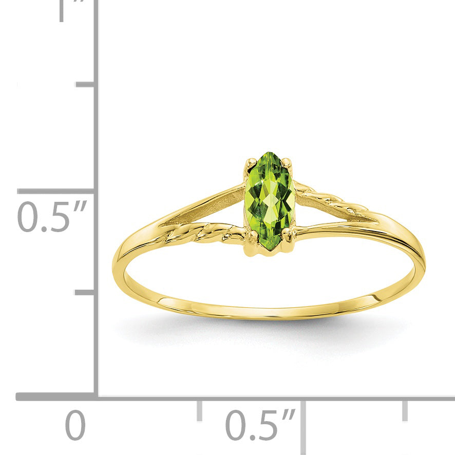 10K Yellow Gold Polished Genuine Peridot Birthstone Ring