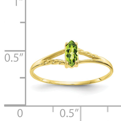 10K Yellow Gold Polished Genuine Peridot Birthstone Ring
