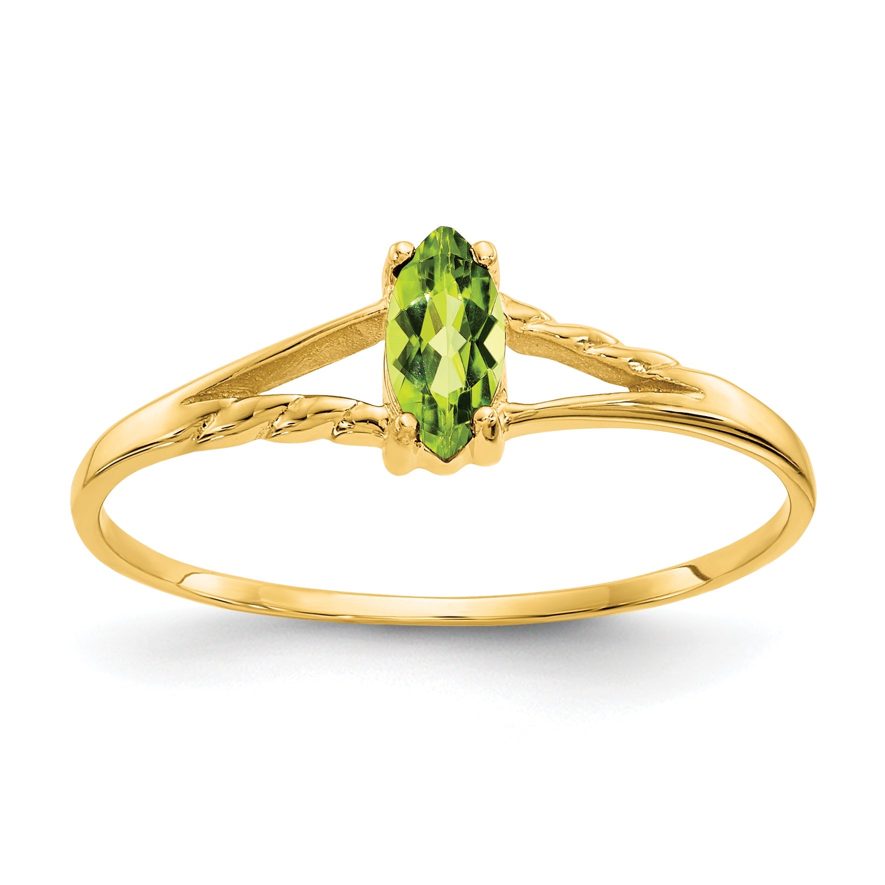 10K Yellow Gold Polished Genuine Peridot Birthstone Ring